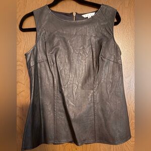 CAbi Dark Brown Faux Leather Tank Top